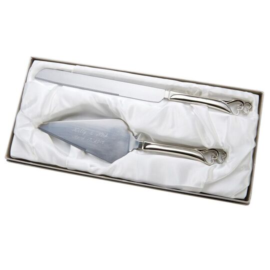 Double Heart Handles Cake Knife and Server